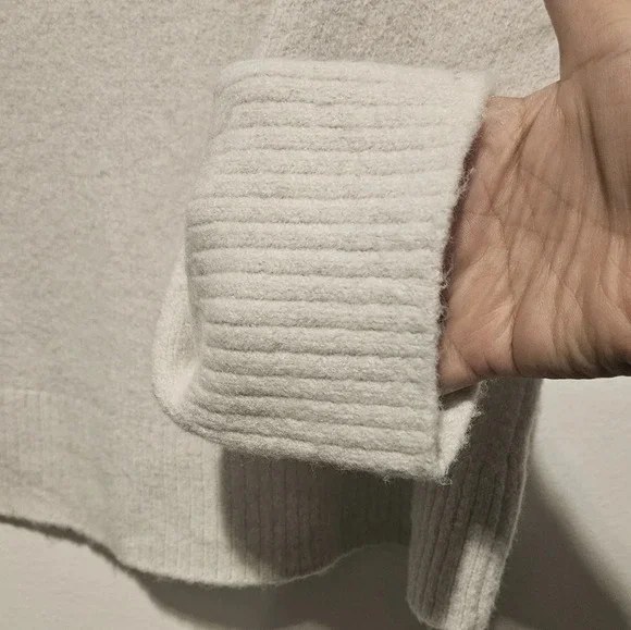 Oak+Fort Oat Boxy Boho Oversized Sz Small  Mock Neck Wool Blend Sweater - Picture 6 of 11